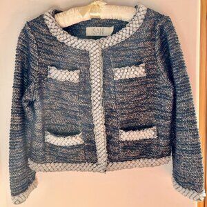 Chanel style crop jacket with bead trim